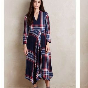 Anthropologie Tartán Surplice Dress